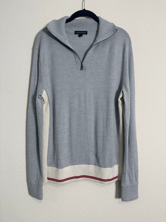 Banana Republic Other - MENS BANANA REPUBLIC 1/2 ZIP SWEATER SIZE L WOOL ACRYLIC GRAY SOLID